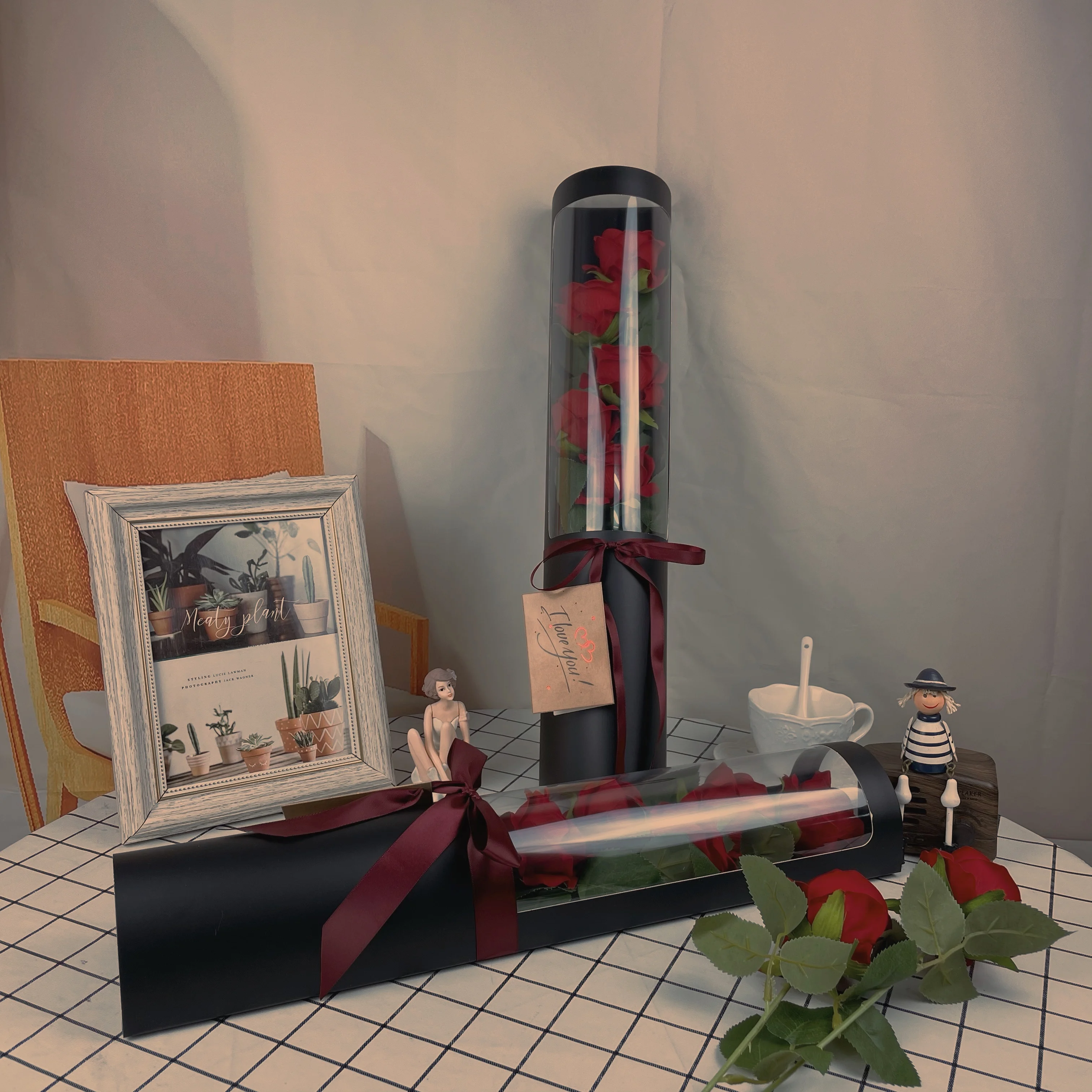 Новая идея 2022, свадебный подарок, консервированные розы, букет искусственных цветов, цилиндрическая коробка, День матери, День Святого Валентина, подарочный набор