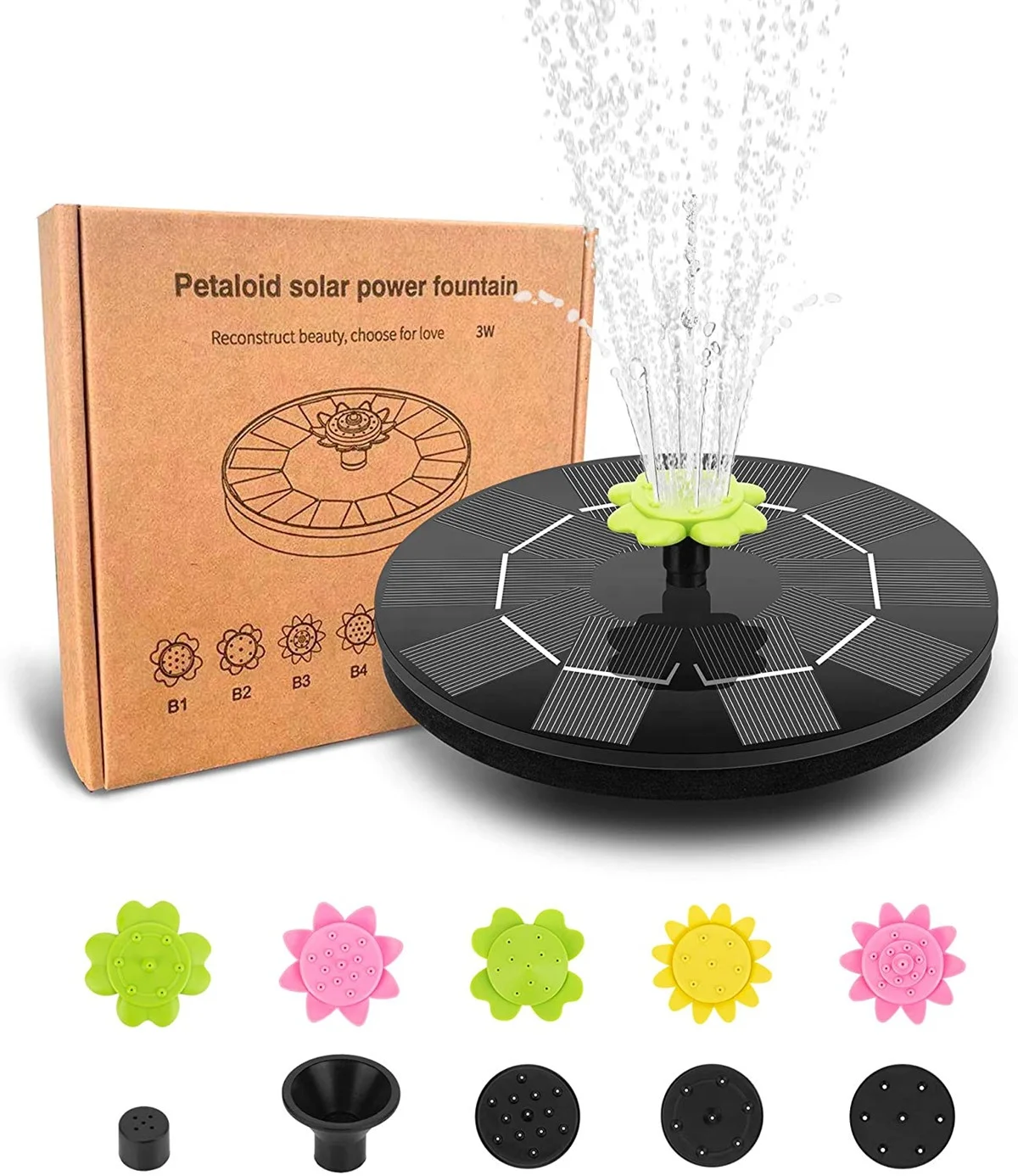 3W Solar Powered Water Fountain for Garden Bird Bath Patio Villa Amazon hot sales China Hai Mi factory