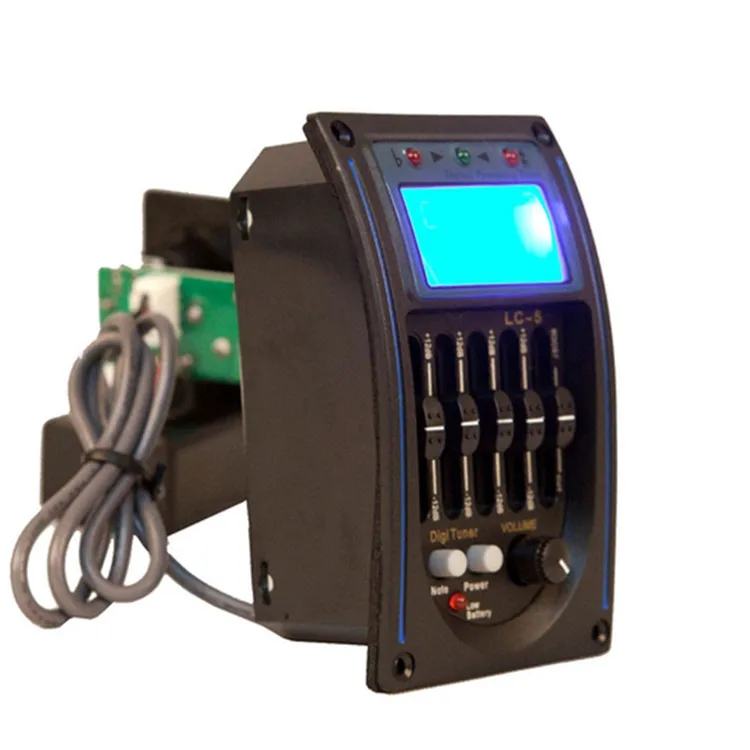 Acoustic Guitar Pickup EQ Preamp LCD Tuner Piezo Pickup Equalizer System Guitar Parts LC-5 5 Bands Active Black Electric Guitar