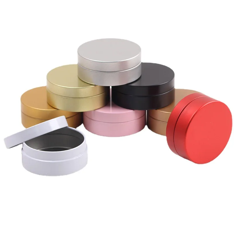Custom Wholesale metal gift tin boxes  5ml-400ml round aluminum cosmetic tin container metal aluminum jar