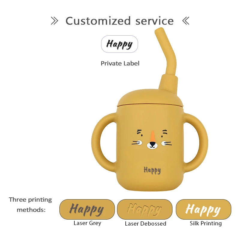 Amazon Baby Sippy силиконовая соломенная чашка без БФА с защитой от порезов и логотипом на заказ крышкой соломенным стеклом силиконовые чашки