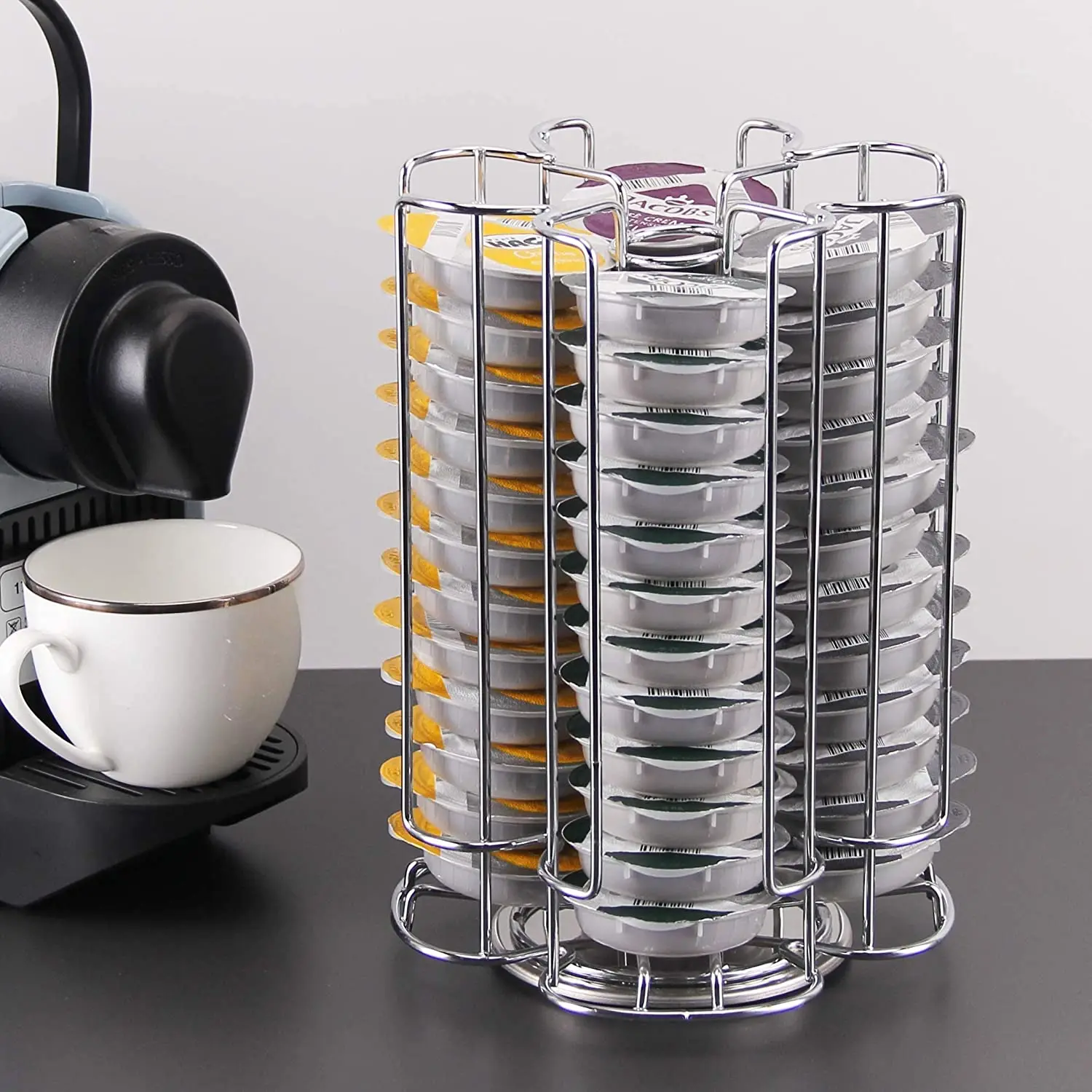 Large Capacity  Rotating 52 Coffee Machine Capsules T-Disc Holder Rack for Tassimo Coffee Pods
