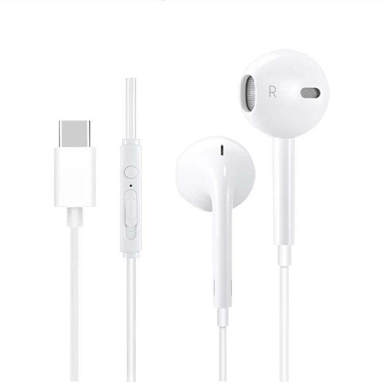 wired type c earphones headphone bass sound auricular tipo c in ear earphone 3.5mm with microphone for samsung