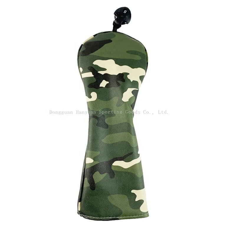 Golf club headcovers driver fairway wood hybrid ut Camouflage PU Leather club cover Protect custom Green 135UT nylon