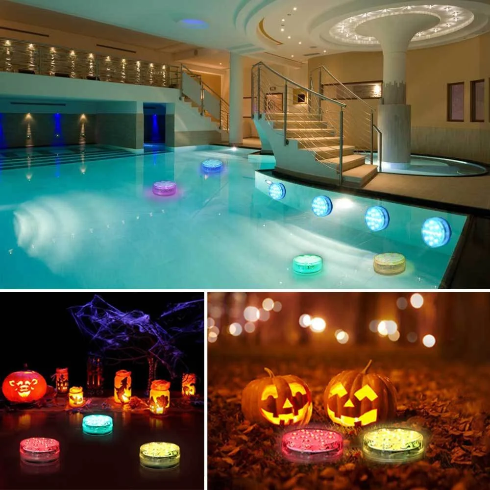 Biumart Battery Powered Remote Control Ip68 Waterproof Suction Cup Swimming Pool Lights LED