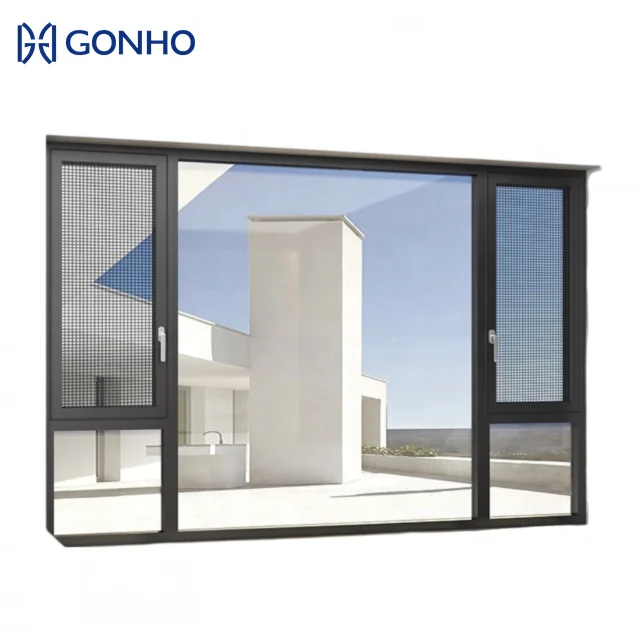 GONHO Professional Manufacturer Design Customizable House Window Door Double Pane Fiberglass Hung Casement Storm Windows