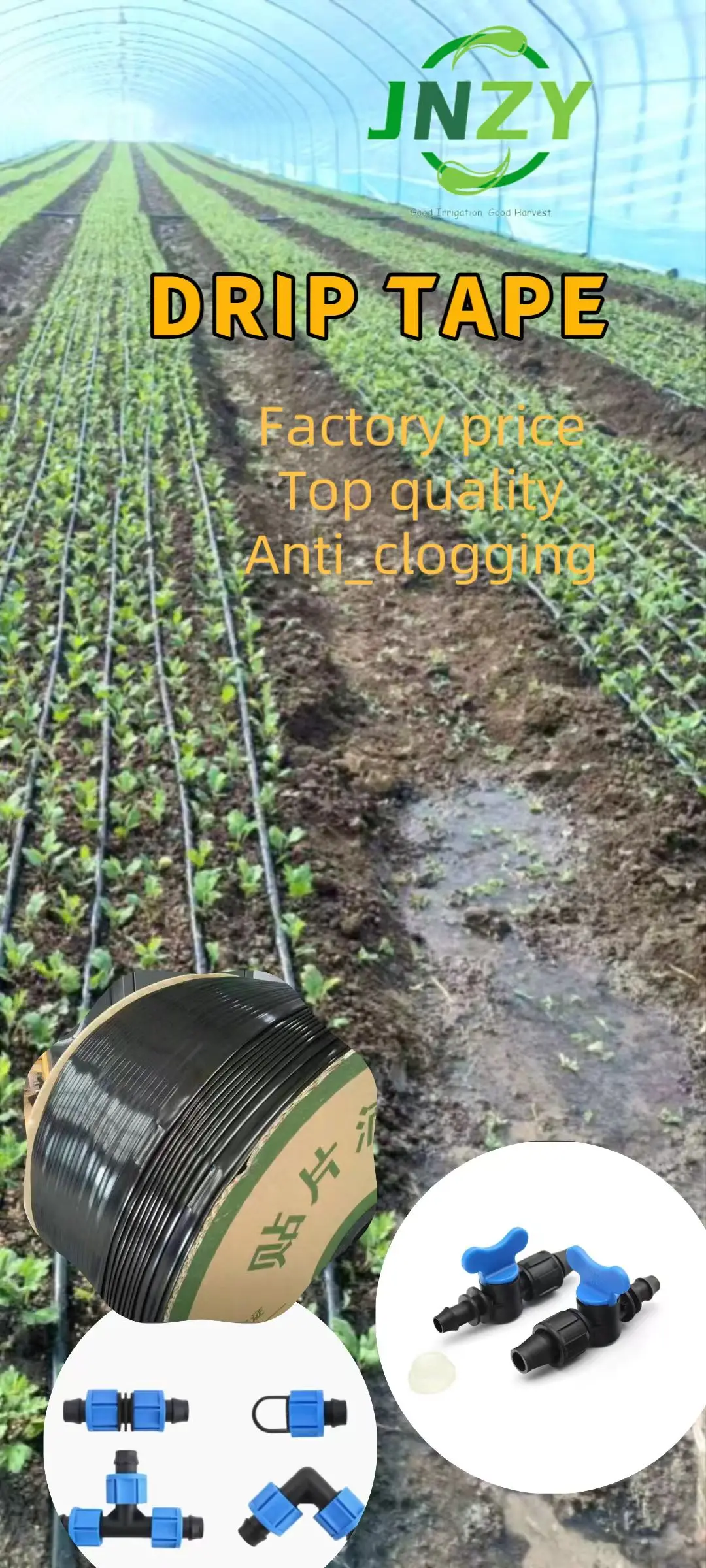 16mm PE Plastic Automatic Watering Irrigation Drip Line Flat Emitter Drip Tape Farm Garden PP Rolling Agricultural Hose Pipe