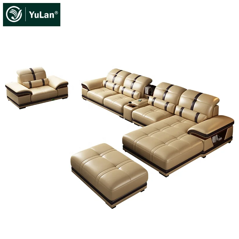 Luxury Italy Style Modern Living Room Leather Sofas Wooden Leg Sofa Furniture For Hotel Room