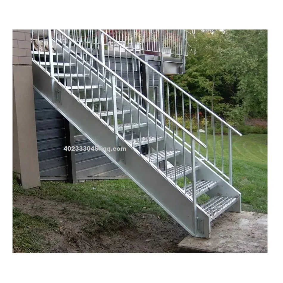 Outdoor Metal Straight Stair External Steel Staircase