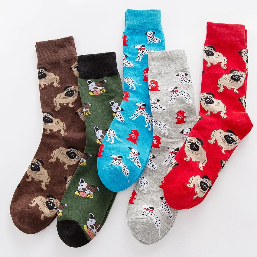 Manufacturer Plus Size Funny Pugs Dog Animal Cartoon Cotton Men Crew Socks