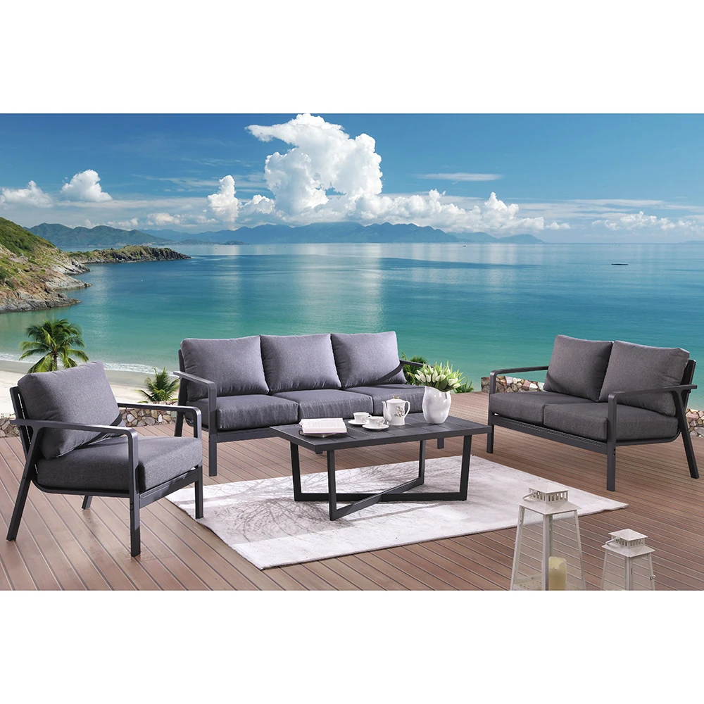
customized 7 in 1 luxury outdoor aluminium garden furniture sofa set 