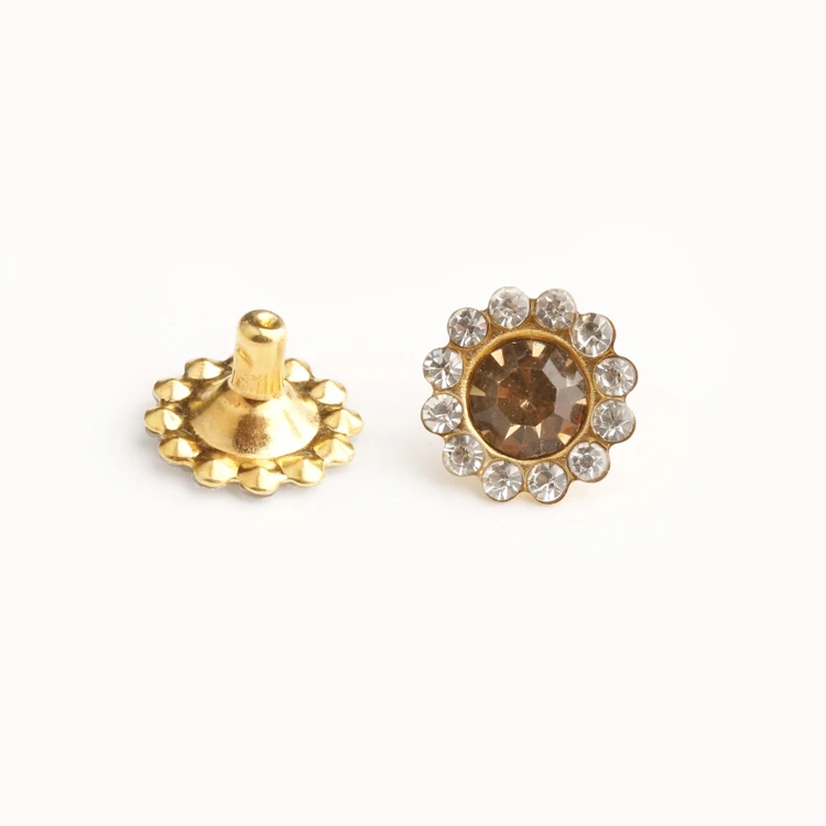 Multifunction Different Sizes Jeans Metal Rivets Sunflower Crystal Stud Rhinestone Rivet Studs For Leather
