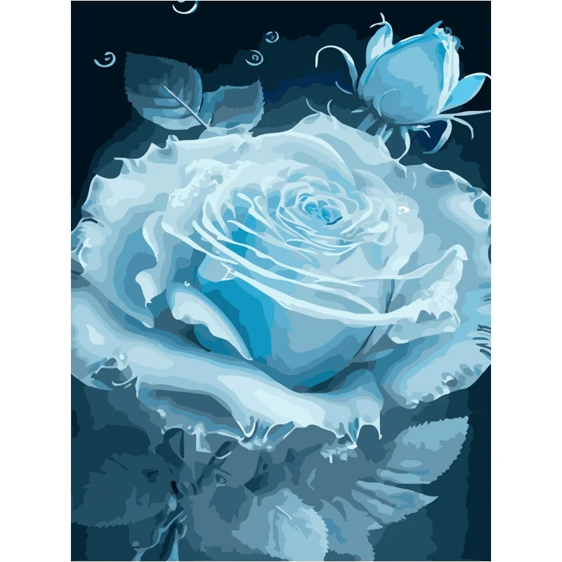 New Design Painting By Numbers DIY Blue Rose  Painting On Canvas Landscape Paintings And Wall Arts For Home Decor Wall Arts