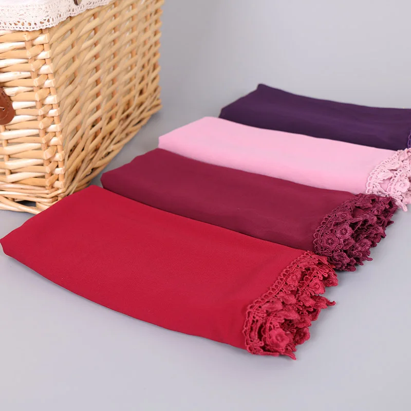 2021 Latest Fashion Luxury Women Chiffon Crinkle Hijab with Beads Muslim Pleated Stitching Hijabs Scarf