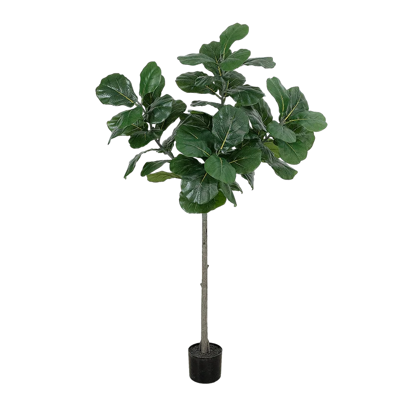 senmasine green artificial plant fiddle leaf fig tree with Plastic black Pot Faux Ficus Lyrata Trees