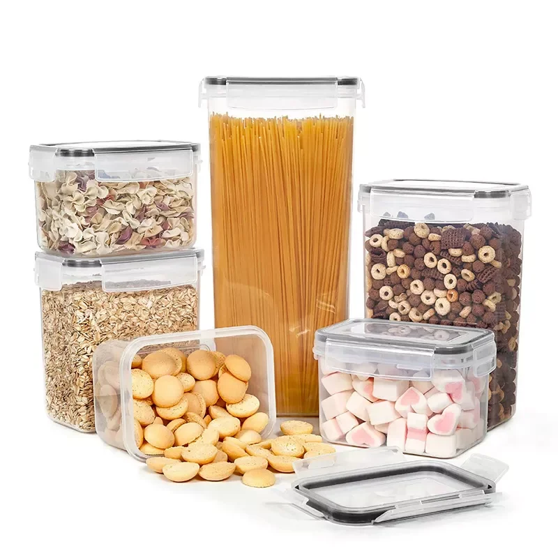 Different Capacity Plastic Sealed Cans Kitchen Storage Box Transparent Food Container