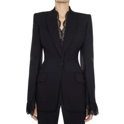 2020 new arrivals Designer single Button  lace embellished lazer for women ladies