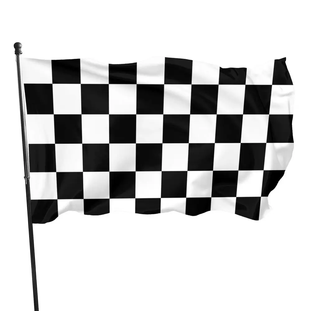 Promotion Custom Sports International Flags 3x5ft Printing Cheerleading Racing Flag White Checkered Racing Race Start Flag