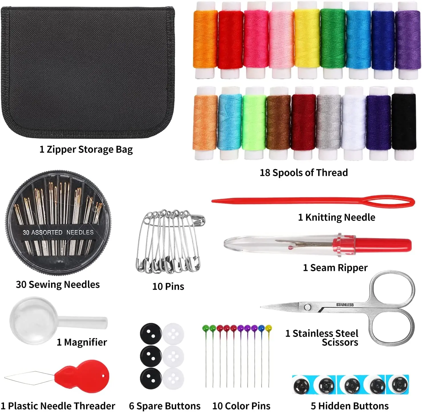86pcs Sewing KIT With Tape measure Scissors Magnifying glass Needle Box Sewing Set Sewing Kit Storage Bags