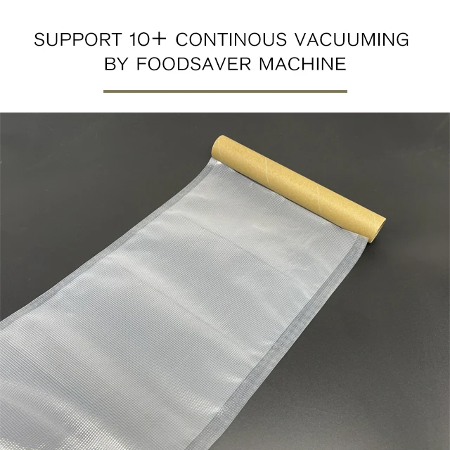 Co-extruded Boilable Strong Seal and Reliable Textured Vacuum Pouches Large Capacity Food Storage rolls with Mesh Lining