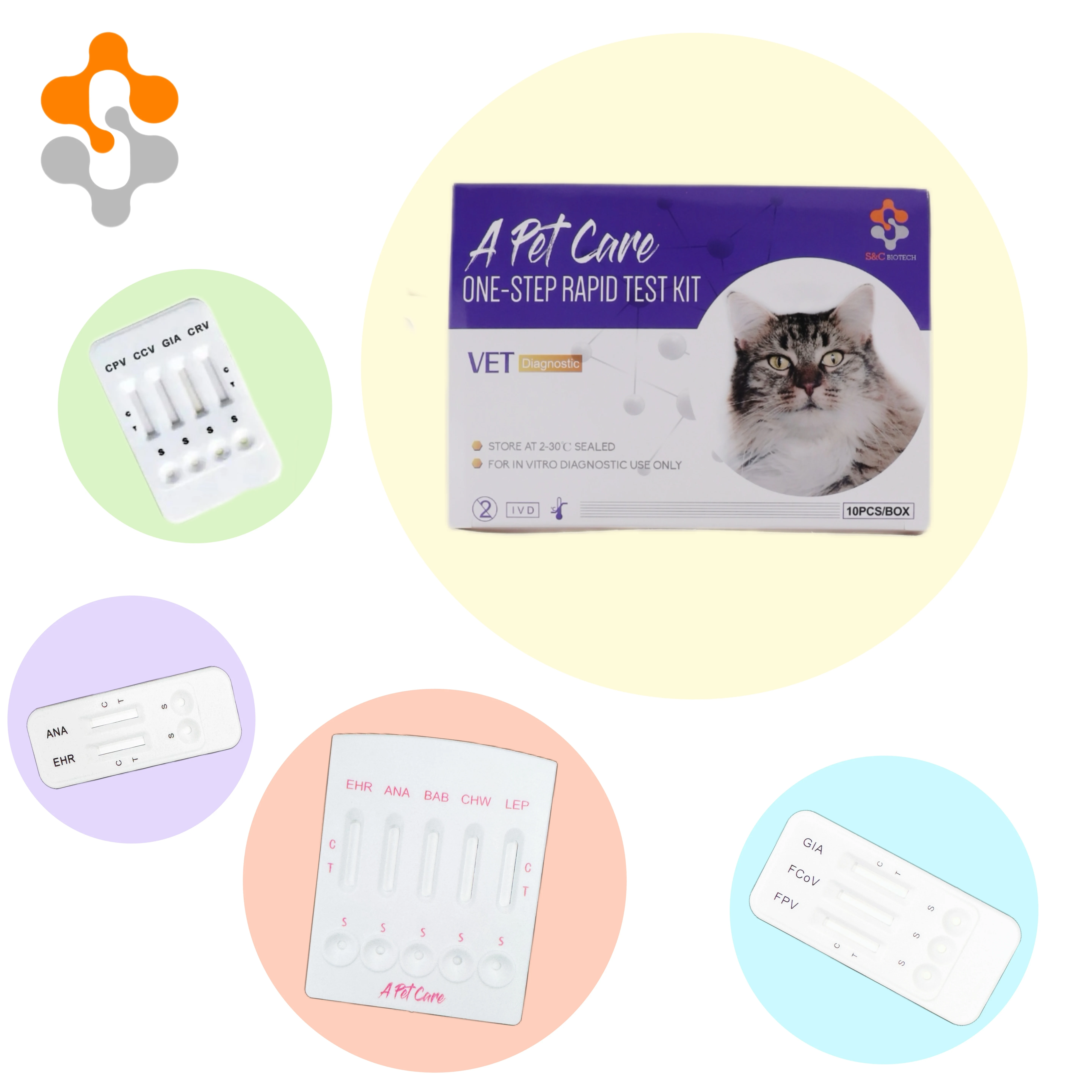 One Step Medical Diagnostic Equipment Feline Mycoplasma haemofilis  Animal Cat Pet Health Laboratory  Rapid Test Kits