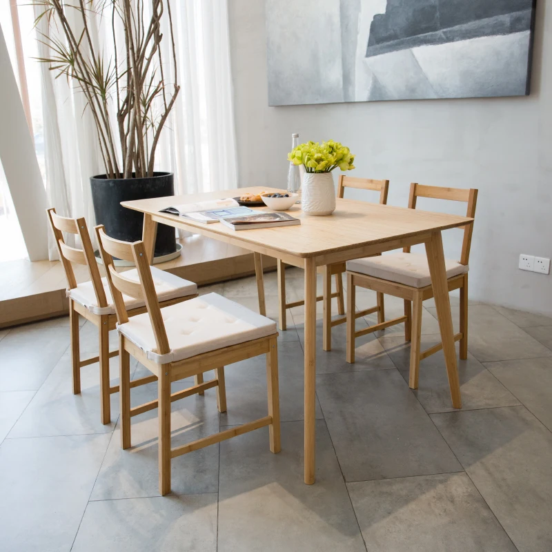 BAMBKIN Bamboo Dining Table Square Furniture Room Dining Table Set