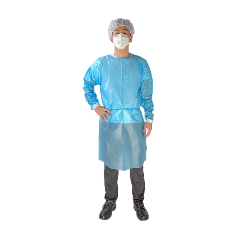 Wholesale moq 1000pcs blue pp pe isolation gown surgical gown disposable isolation gown