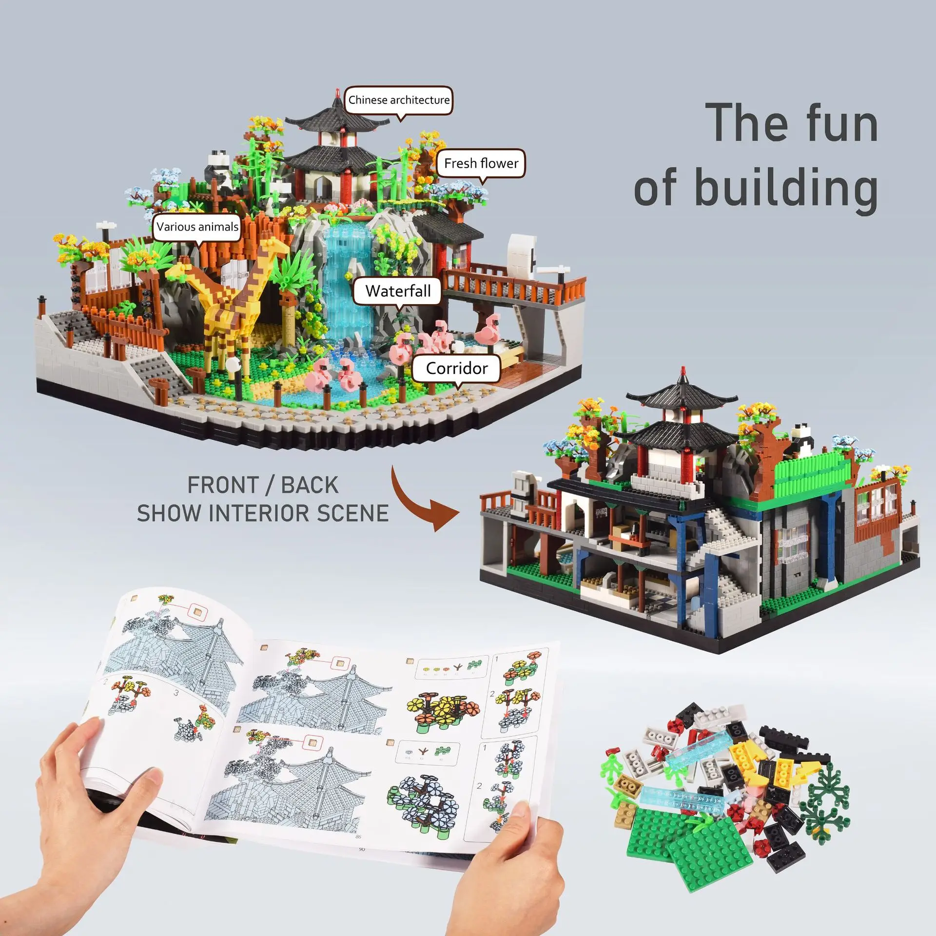 LHCX 822 City Stree View DIY Construction Toys Animal Zoo Building Block Sets ABS Plastic Bricks 5000pcs Small Bricks