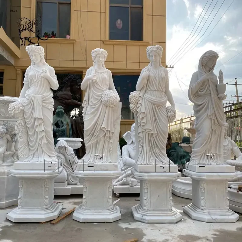 Наружная каменная резьба сад четыре сезона Мраморная Скульптура Богини древние греческие статуи для продажи