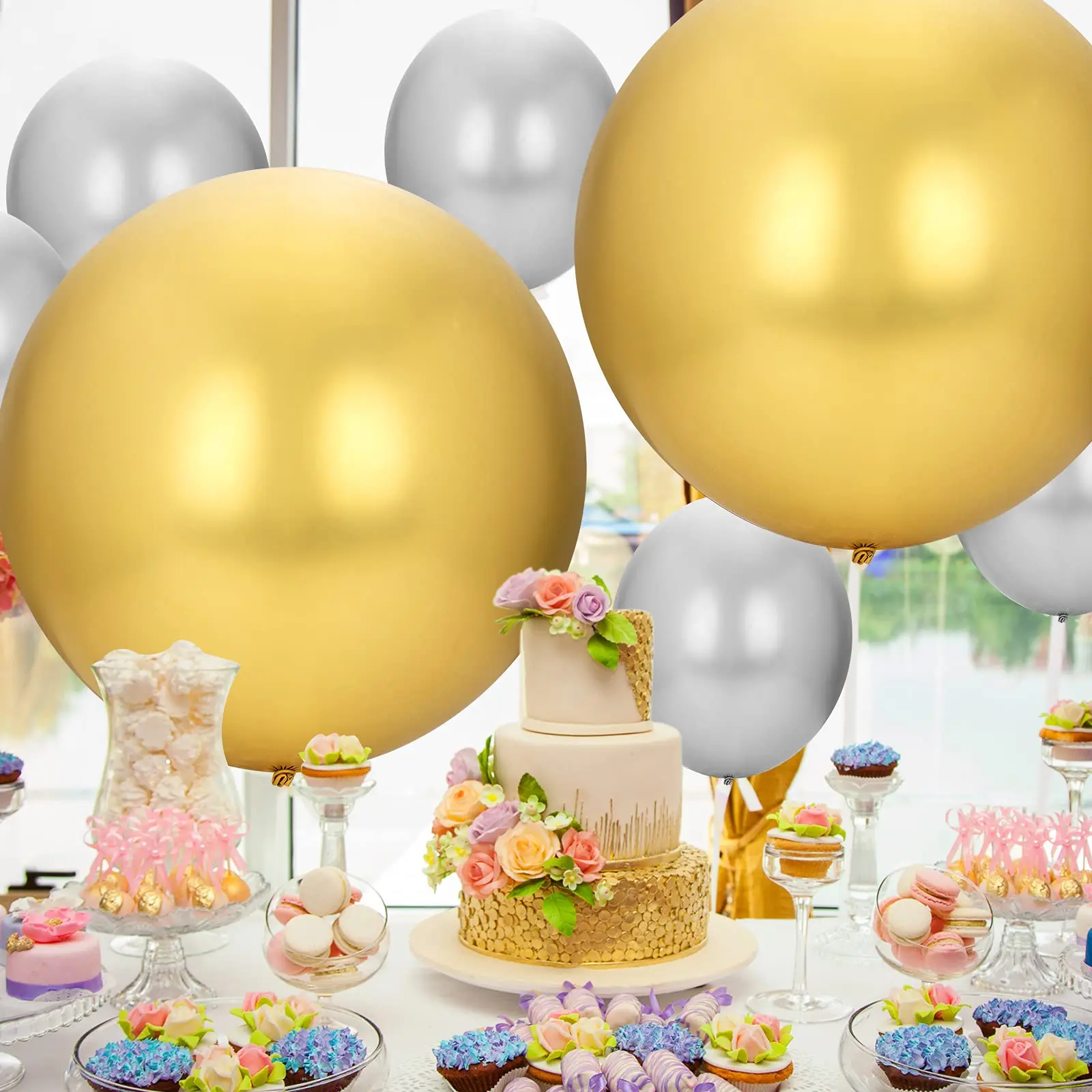 Large 36 Inch Metallic Balloons Shiny Giant Latex Balloon Jumbo Chrome Balloon for Birthday Wedding Party Decoration