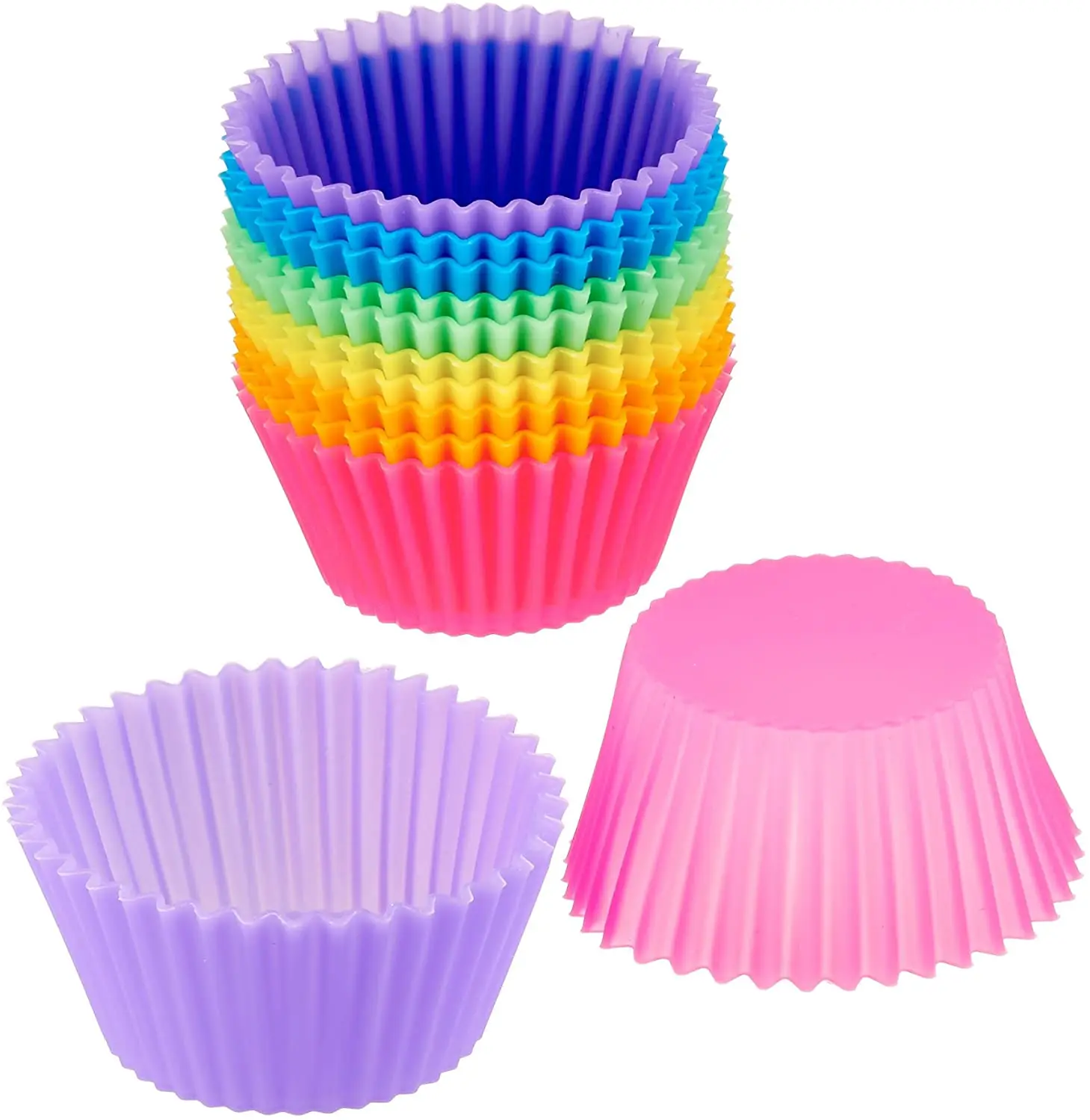 
24 Pack Reusable Cupcake Baking Molds Heat Resistant Nonstick 100% food grade approved Silicone Cupcake Liners 