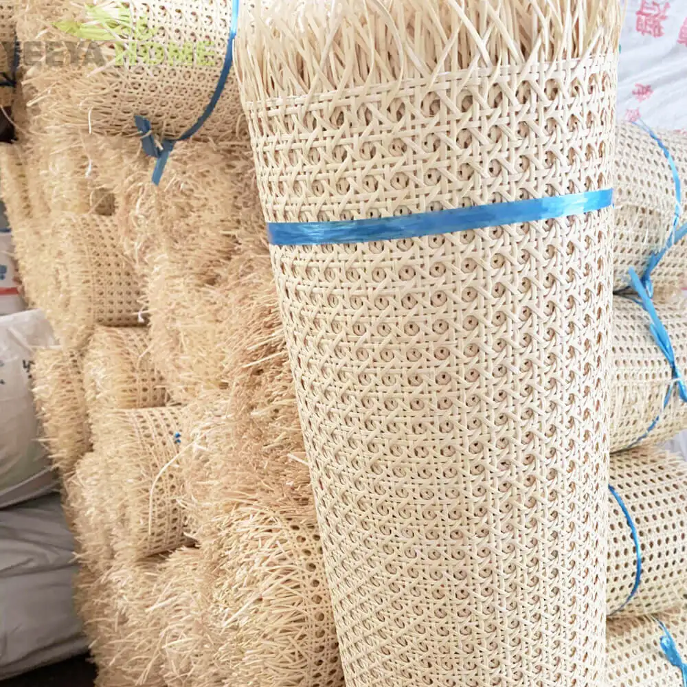 Superior Semi-bleached Natural Rattan Peel Material Cane Webbing Roll for Chairs Furniture Home Decor Ceiling