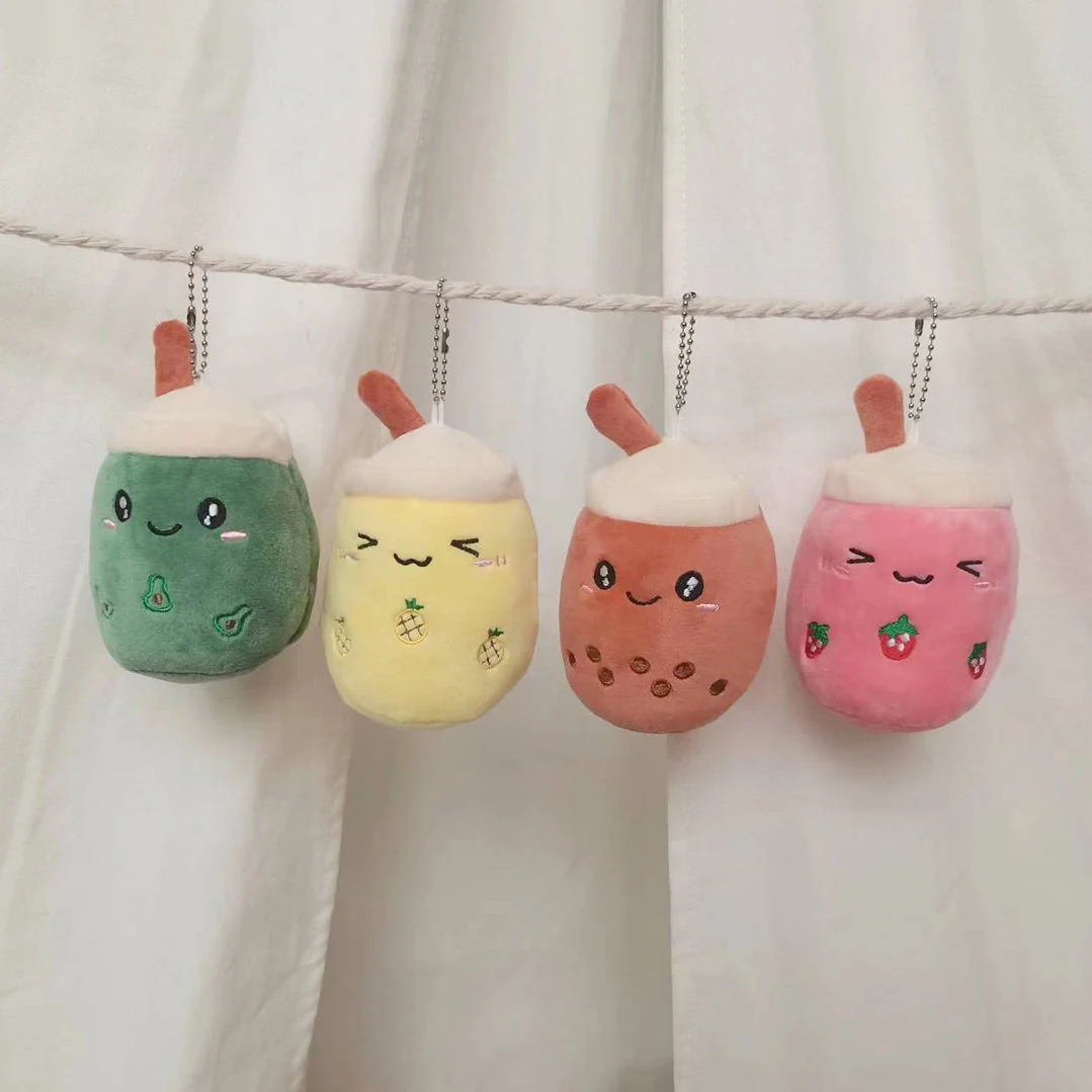 Stuffed animals mini Boba Key Chain Cute Milk Tea Cup Plush Toy bubble Tea Doll Bag purse charm Bag plush Keychain