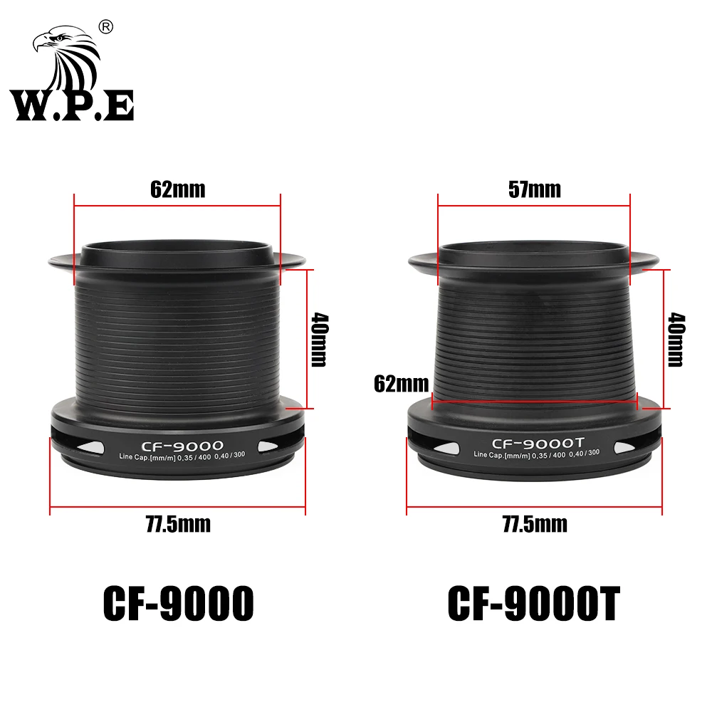 W.P.E CF 9000/9000T 4.4:1 9+1 BBs High Speed Metal Spool Spinning Reel Carp Fishing Tackles Fishing Wheel