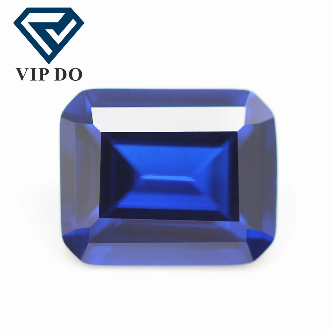Rectangle octagon step cut 113# blue spinel loose gemstones emerald cut synthetic spinel 113# spinel sapphire blue gemstones