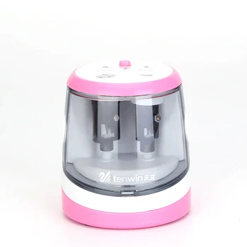 Tenwin 8016 Portable Plastic Electric Pencil Sharpener Double Hole for School Students