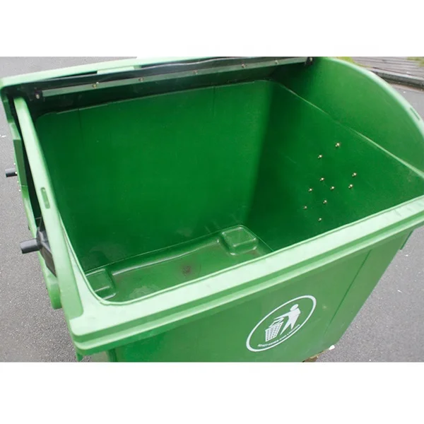 1100Litre Plastic Industry Shipping Container Wheels Trash Can With Dome Lid
