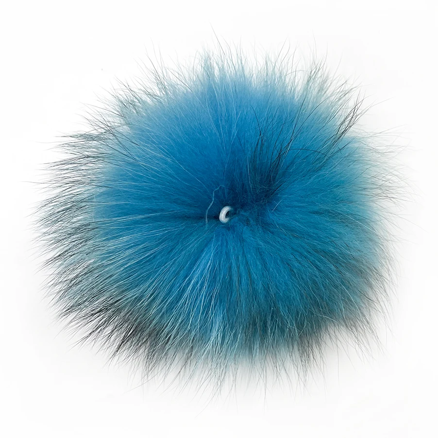 15CM  Wholesale Real Natural Raccoon Fur Pom Poms With Snap Hat Accessories Pink Raccoon Fur Ball Trim