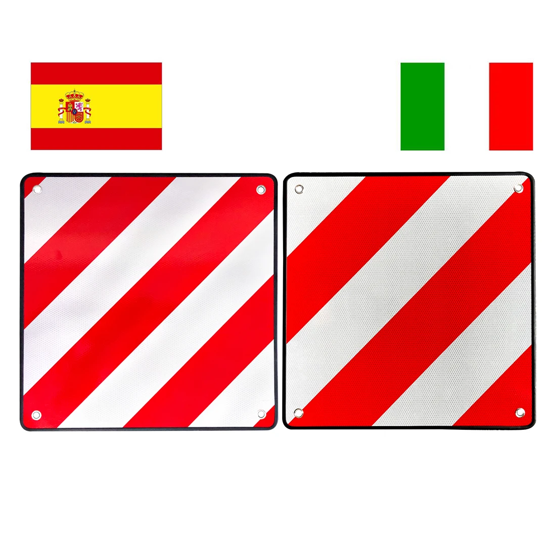 Warning Sign 50X50cm  Red white Square Reflective Sign Aluminium Warning Sign For Spain Italy