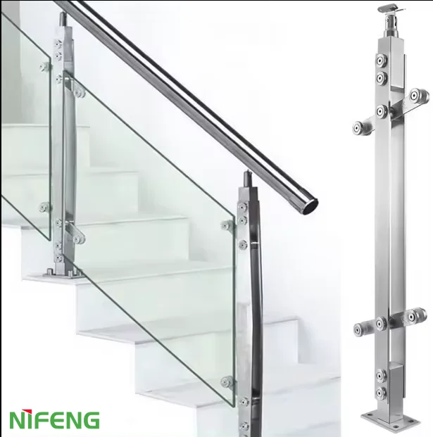 NIFENG MATEL Cheap Hot Selling Glass Handrail, decking Glass Balcony Railing With Glass Made In China Balustrade