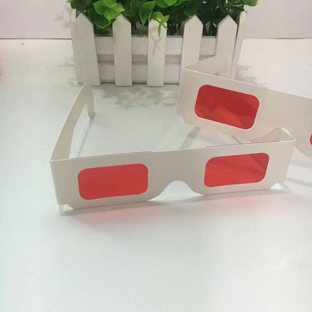 Paper 3D Secret Decoder Glasses - Spy Style Glasses - Red Red Filters Lenses-White Color Frame Secret Reveal
