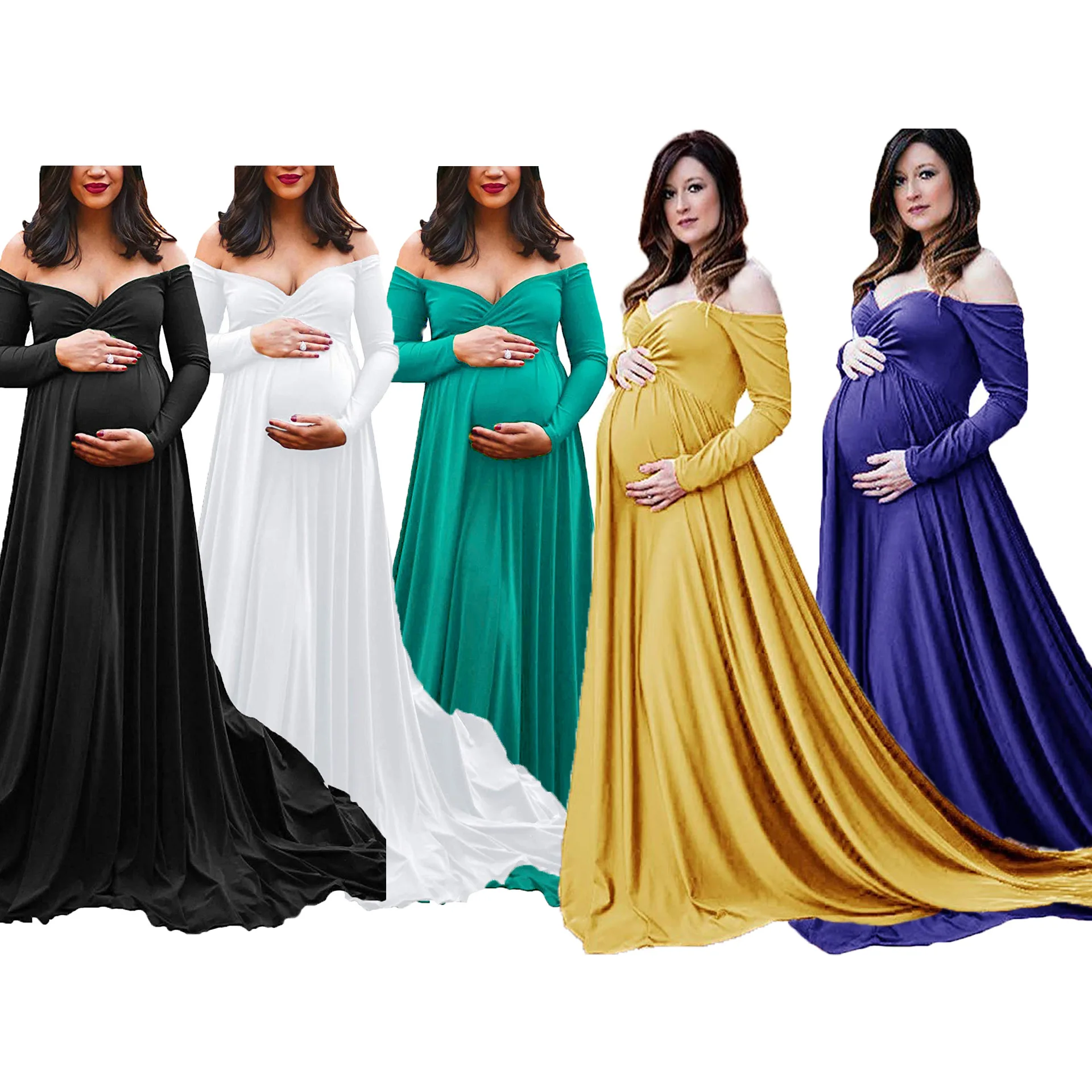 
Wholesale V neck Long Tail Maternity Dresses For Photo Shoot Maternity Photography Props For Pregnant Women Clothes Pregnancy D 