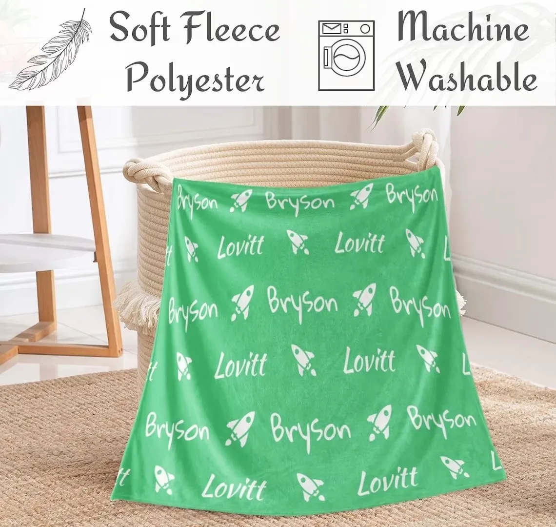 Personalized Baby Blankets with Name and Icon for Girls and Boys - Custom Baby Shower Gift, Plush Minky Blanket