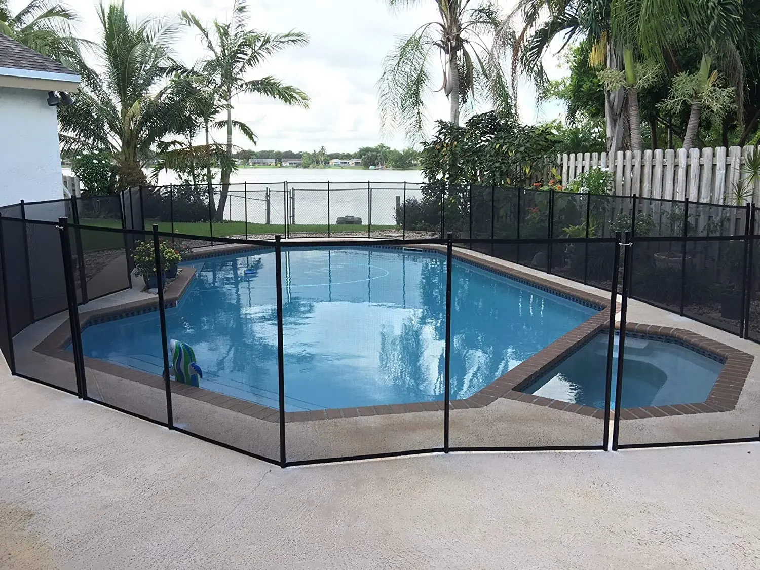 High Strength Swimming Pool Safety Fence Flexible Teslin Net Aluminum Pole Fence Above Ground Inground Pool