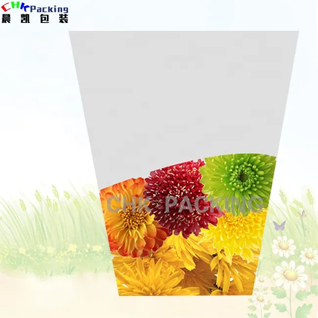 Customized printing plastic single fresh cut Anthurium flowers bouquet wrapping sleeve