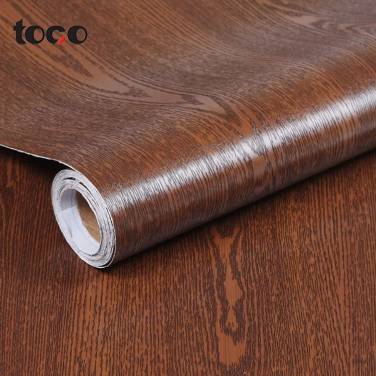 TOCO Contact Paper Silver Adhesive Wood Grain Color Furniture Door Sheet Pvc Film For Table