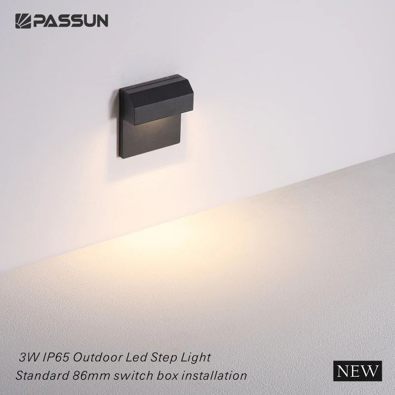 Aluminium modern staircase mini wall lamp waterproof  IP65 square 3W step light led stair lighting