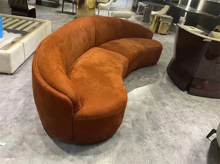 Modern Minimalist Luxury Microfiber Fabric Half Circle Designer Sofa Set round Curved Lounge Couch with Modular Feature