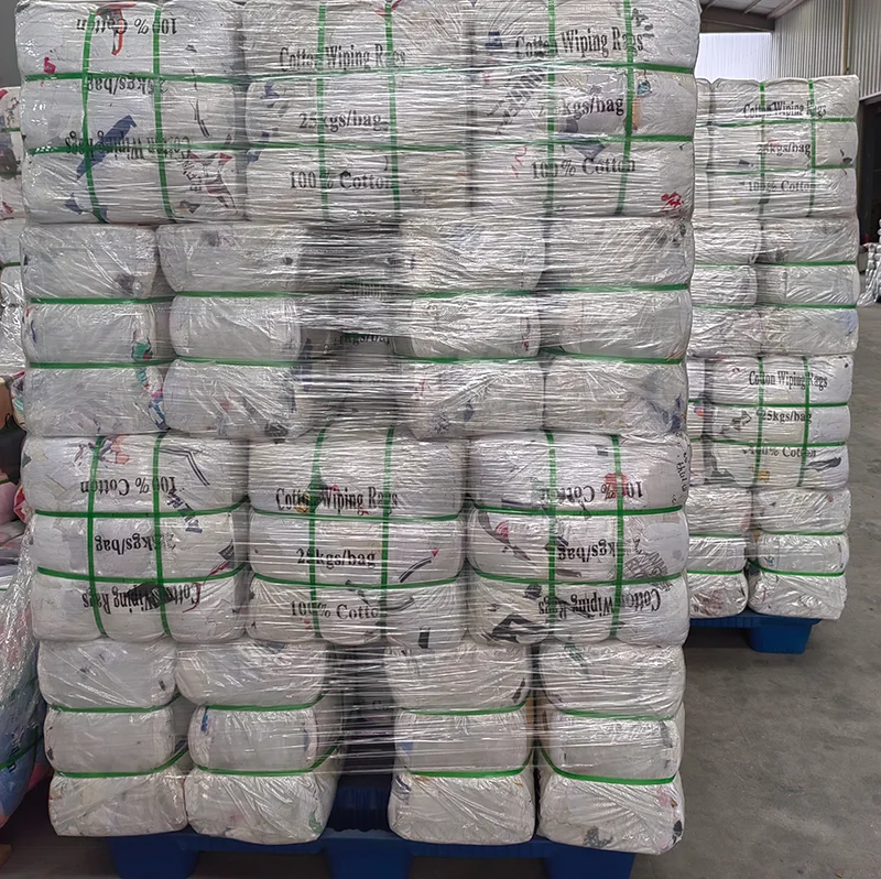 Used Wiping Clothes Rags White Printed T Shirt Rags Cotton Fabric Cut Pieces Industrial Cleaning White Rags Cotton