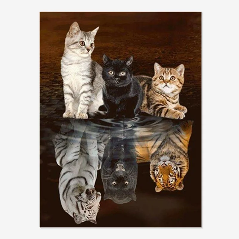 Home Wall Decor Cat Tiger Lion Leopard Full Drill Diamond Painting 5D Picture DIY Embroidery Canvas Environment Friendly